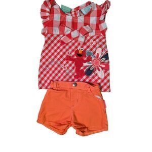 Sesame Street Y2K Elmo red white checkered outfit size‎ 12 months